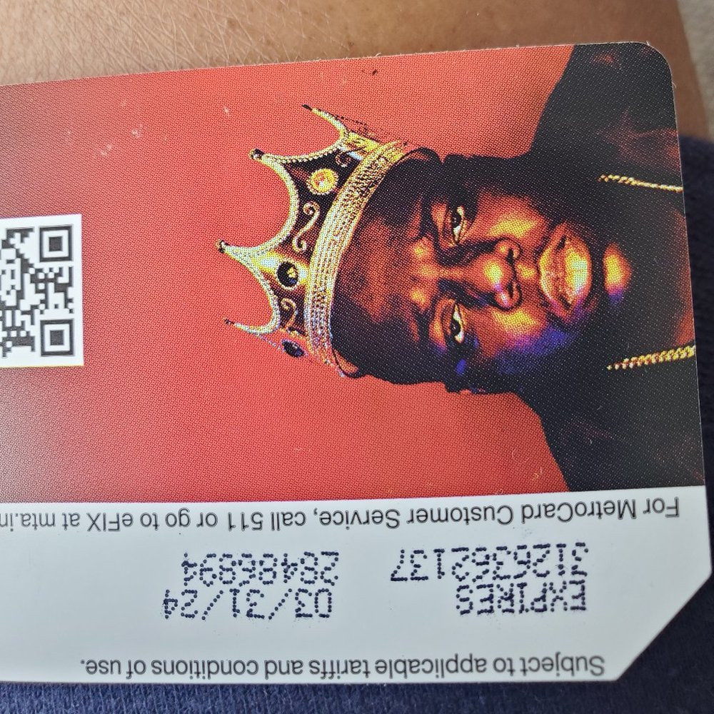 Notorious Biggie Smalls Metro Card